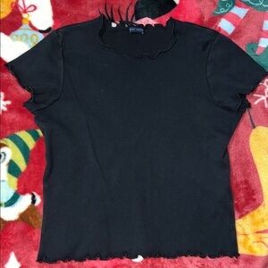 Brandy Melville Black Ruffle Edge Tee Size Small